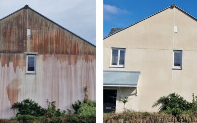 Nettoyage façade à Coulogne : Élimination des traces rouges